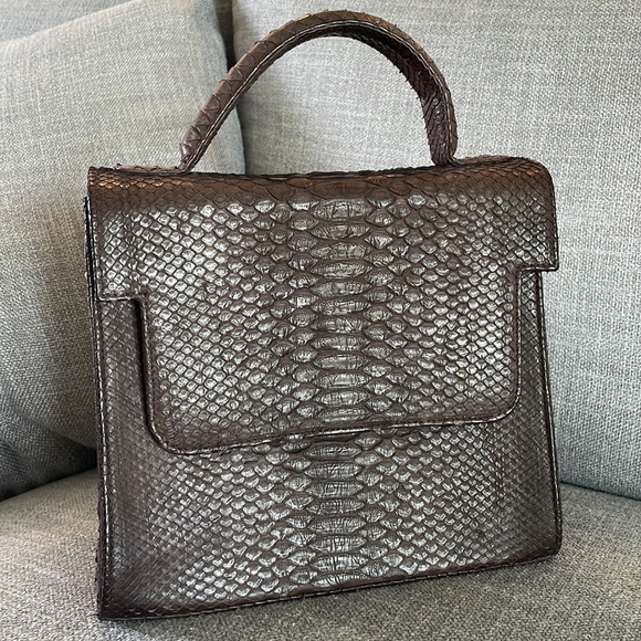 Custom made python skin brown purse NWOT - Picture 1 of 8